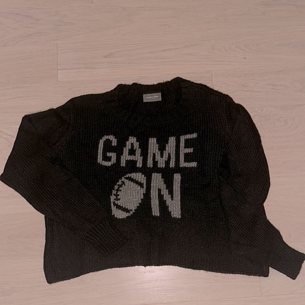 Woodenships Game On Black Sweater Great Condition